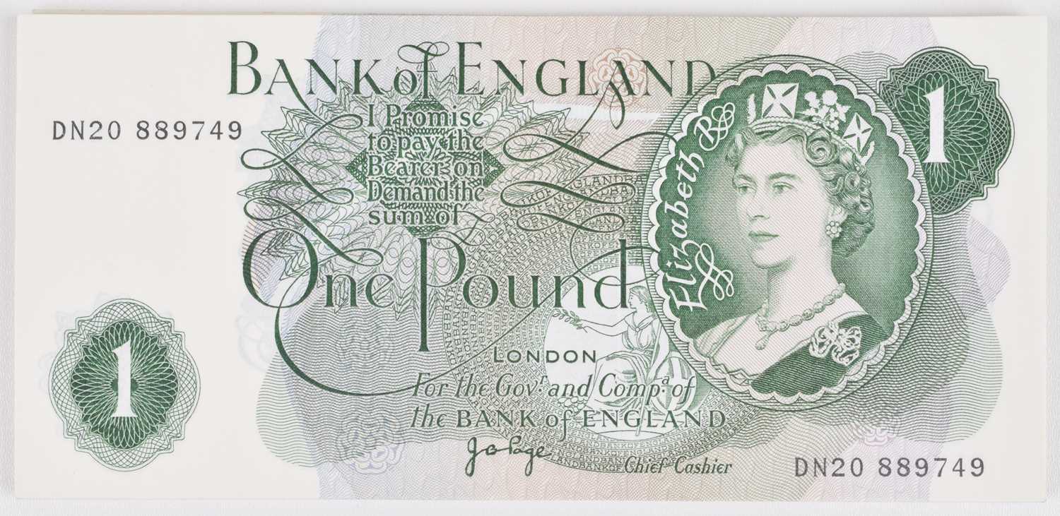 Lot 67 - Thirty-five Bank of England consecutive One Pound banknotes, J.B. Page, UNC.