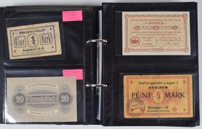Lot 69 - Selection of foreign banknotes to include WW1 and WW2 German Prisoner of War banknotes.