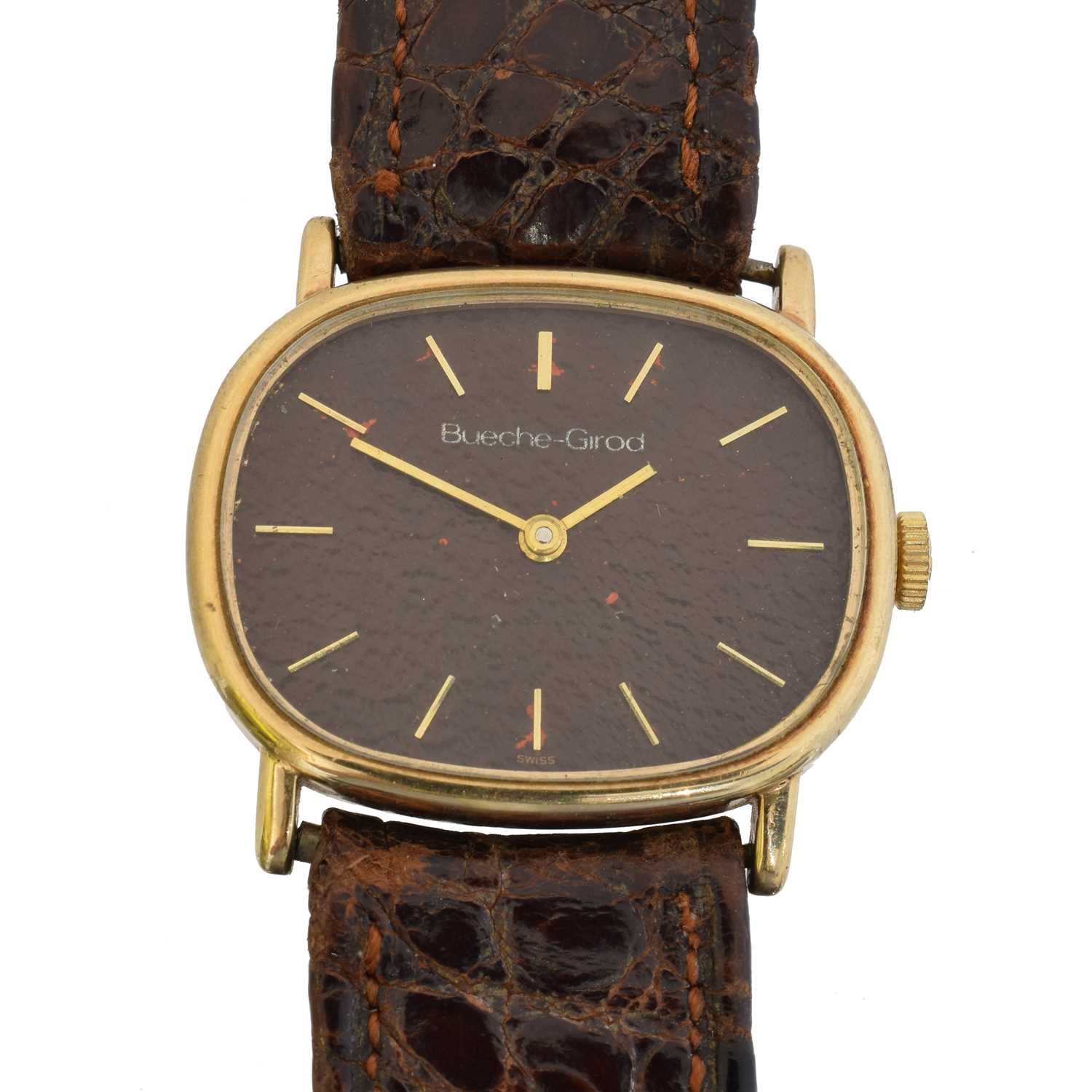 134 - A 1970s 9ct gold Bueche Girod watch,