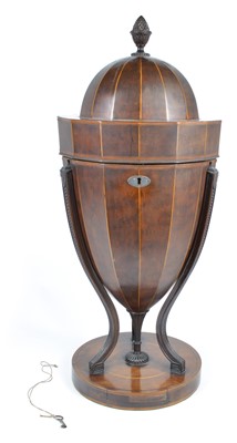 Lot 210 - George III mahogany veneered urn-shaped knife box/spoon box
