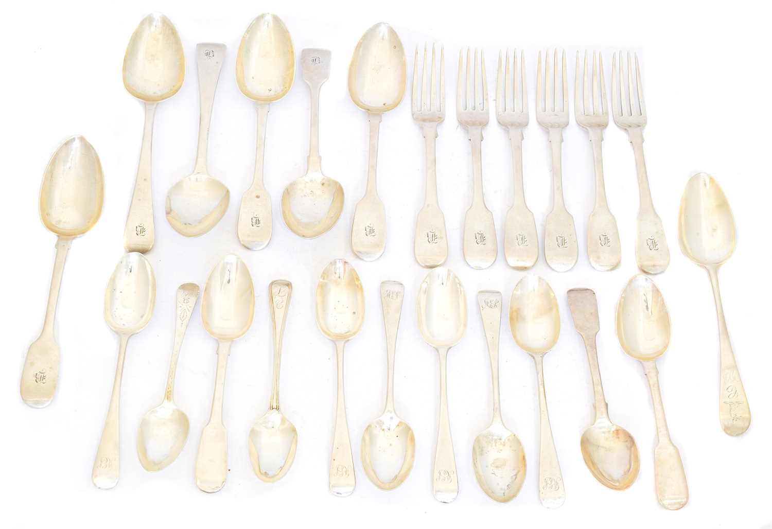 Lot 95 - A selection of George III and later silver flatware