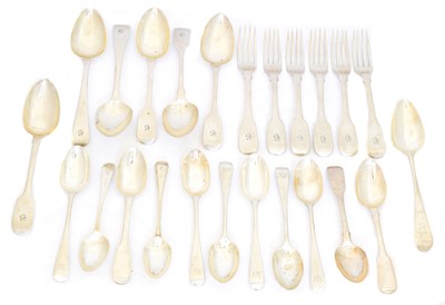 Lot 95 - A selection of George III and later silver flatware