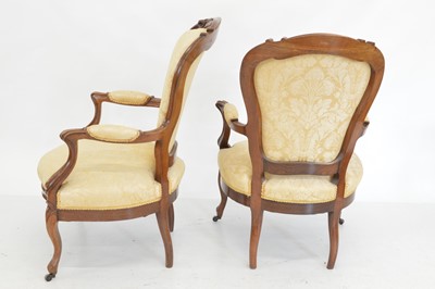 Lot 250 - A pair of 19th-century Victorian rosewood salon chairs
