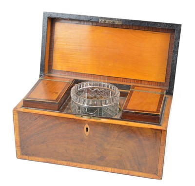 Lot 206 - George III figured mahogany tea caddy