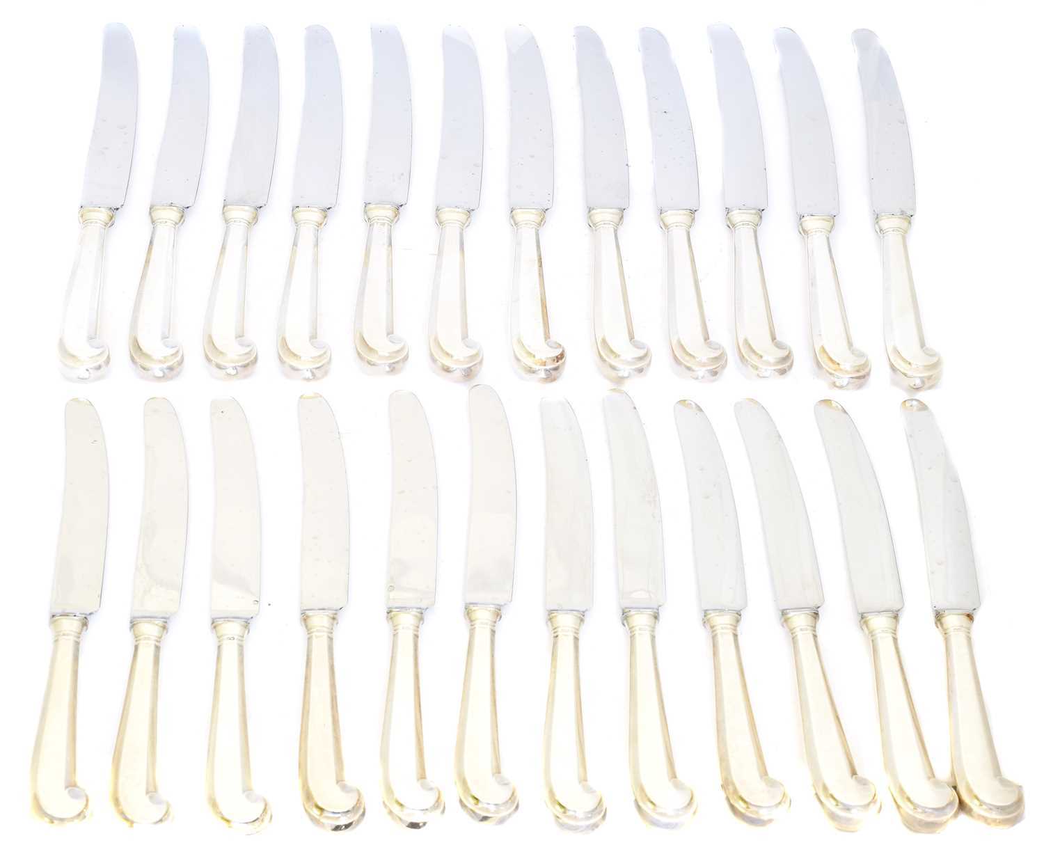 Lot 94 - A set of Elizabeth II silver handled knives