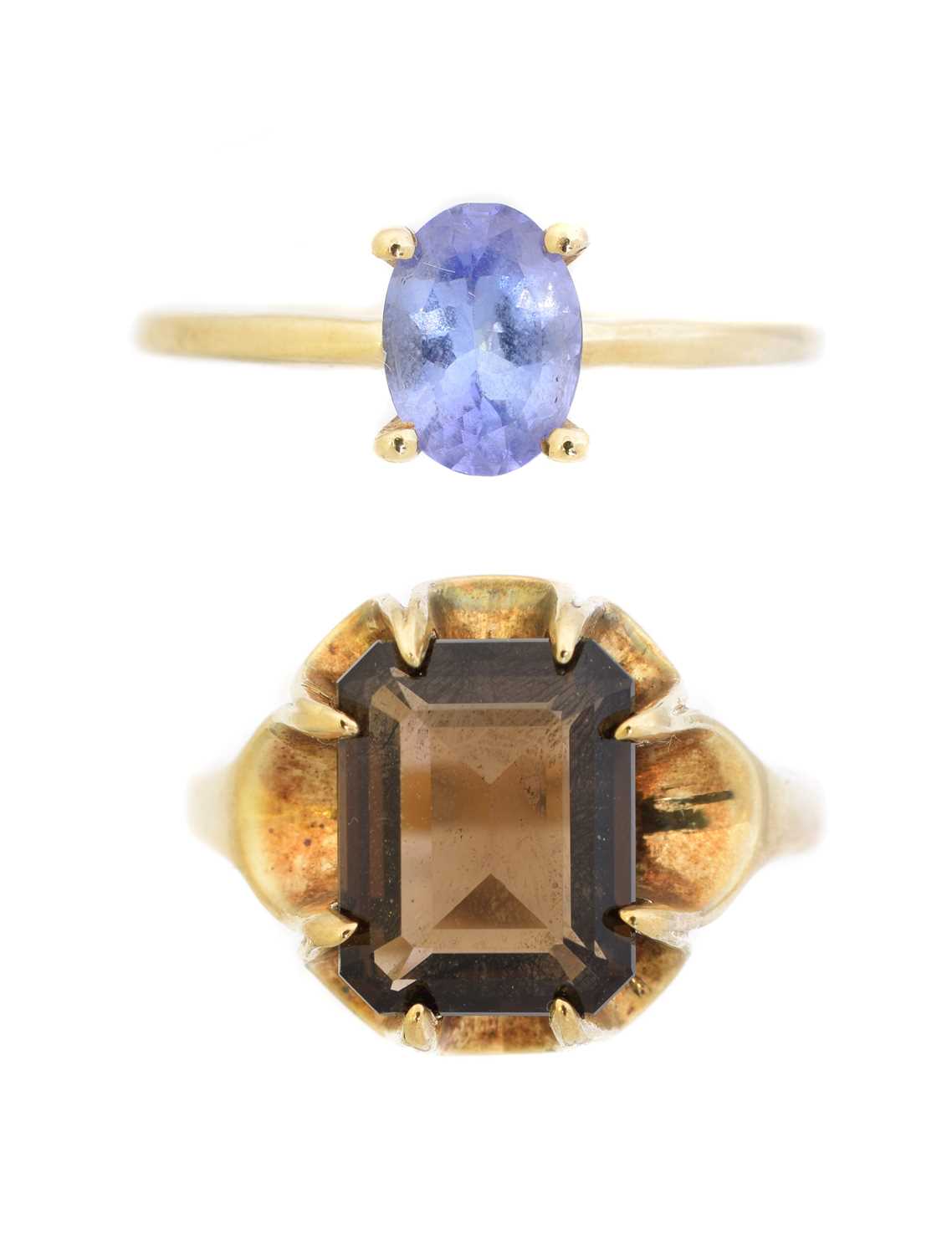Lot 61 - Two 9ct gold gem-set dress rings