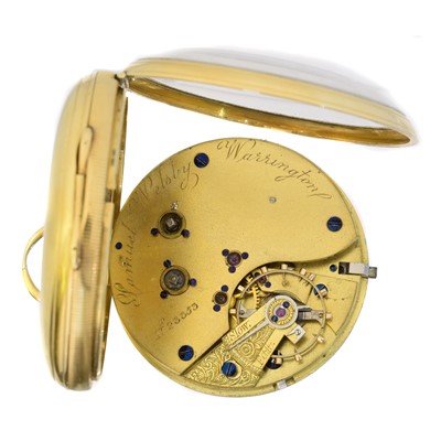 Lot 207 - An 18ct gold open face pocket watch by Samuel Welsby