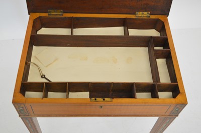 Lot 259 - Late 19th century painted satinwood sewing table