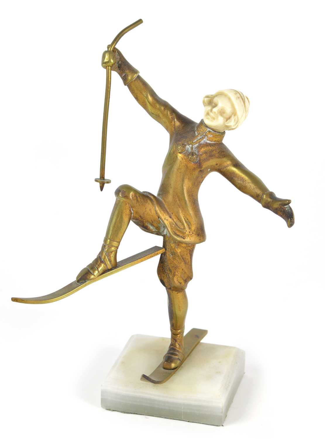 Lot 161 - Bronze and Ivory Figure of a Skier