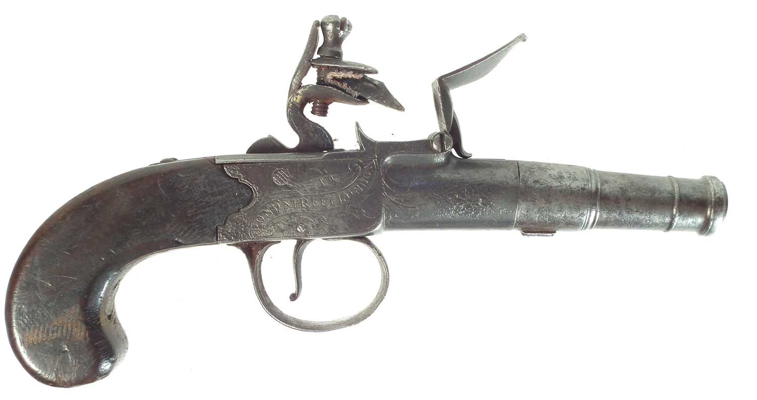 Lot 231 - Flintlock pocket pistol by Griffin