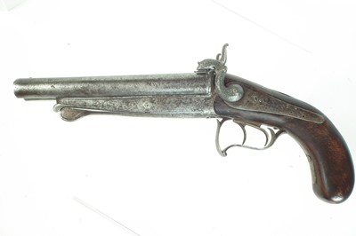 Lot 224 - Pinfire double barrel pistol
