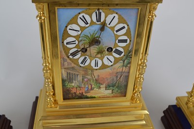 Lot 212 - 19th French three-piece clock garniture
