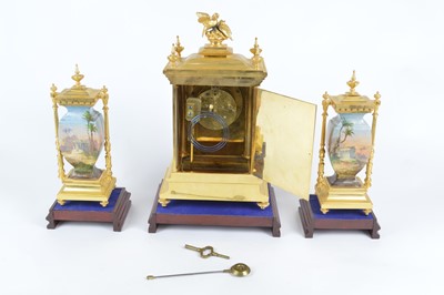 Lot 212 - 19th French three-piece clock garniture
