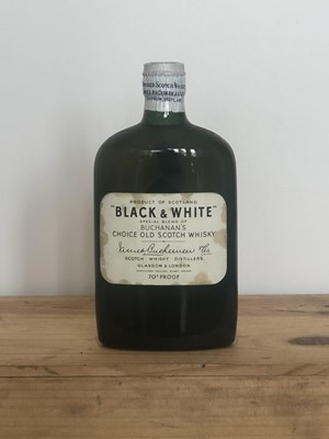 Lot 187 - 1 Half Flask Bottle Buchanan’s Black & White Whisky ‘Special Blend’ from early 1950’s
