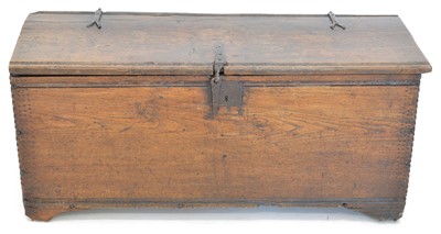 Lot 421 - Early 18th-century oak six plank chest