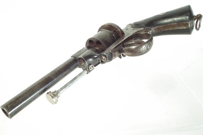 Lot 252 - Belgian 9mm pinfire revolver, 3.5 inch octagonal barrel, six shot cylinder, chequered wood grips. 

8mm Pinfire revolver