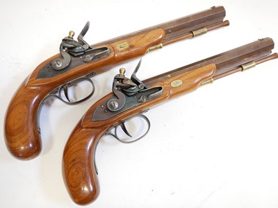 Lot 345 - Modern Cased pair of deactivated flintlock pistols