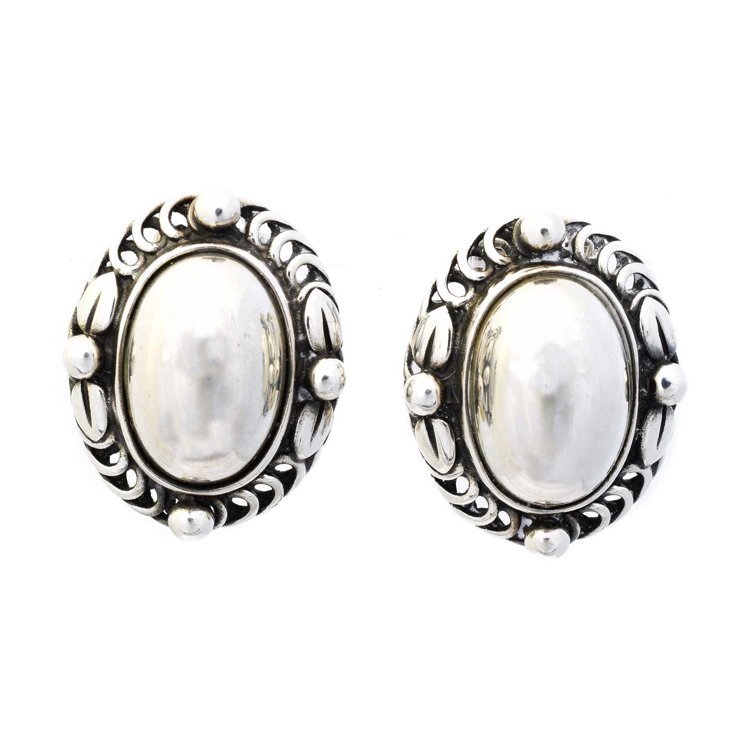 Lot 12 - A pair of Georg Jensen 'Heritage' earrings