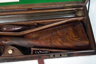 Lot 322 - Percussion silver mounted double 14 bore shotgun by Smith