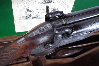 Lot 322 - Percussion silver mounted double 14 bore shotgun by Smith