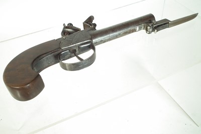 Lot 225 - Flintlock pocket pistol with bayonet by Smith
