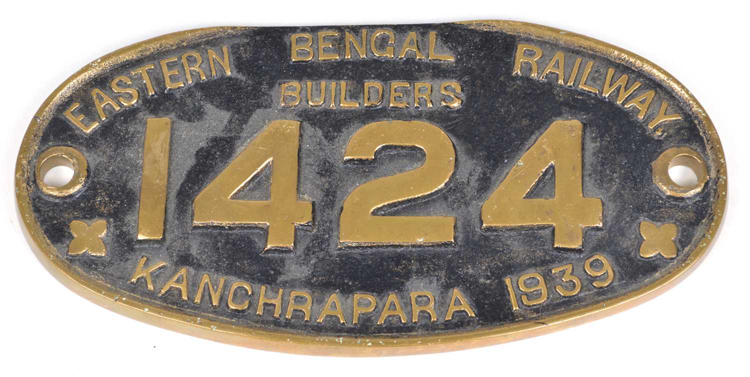Lot 5 - Eastern Bengal Railway Builders, 1424, Kanchrapara, 1939 Brass Worksplate