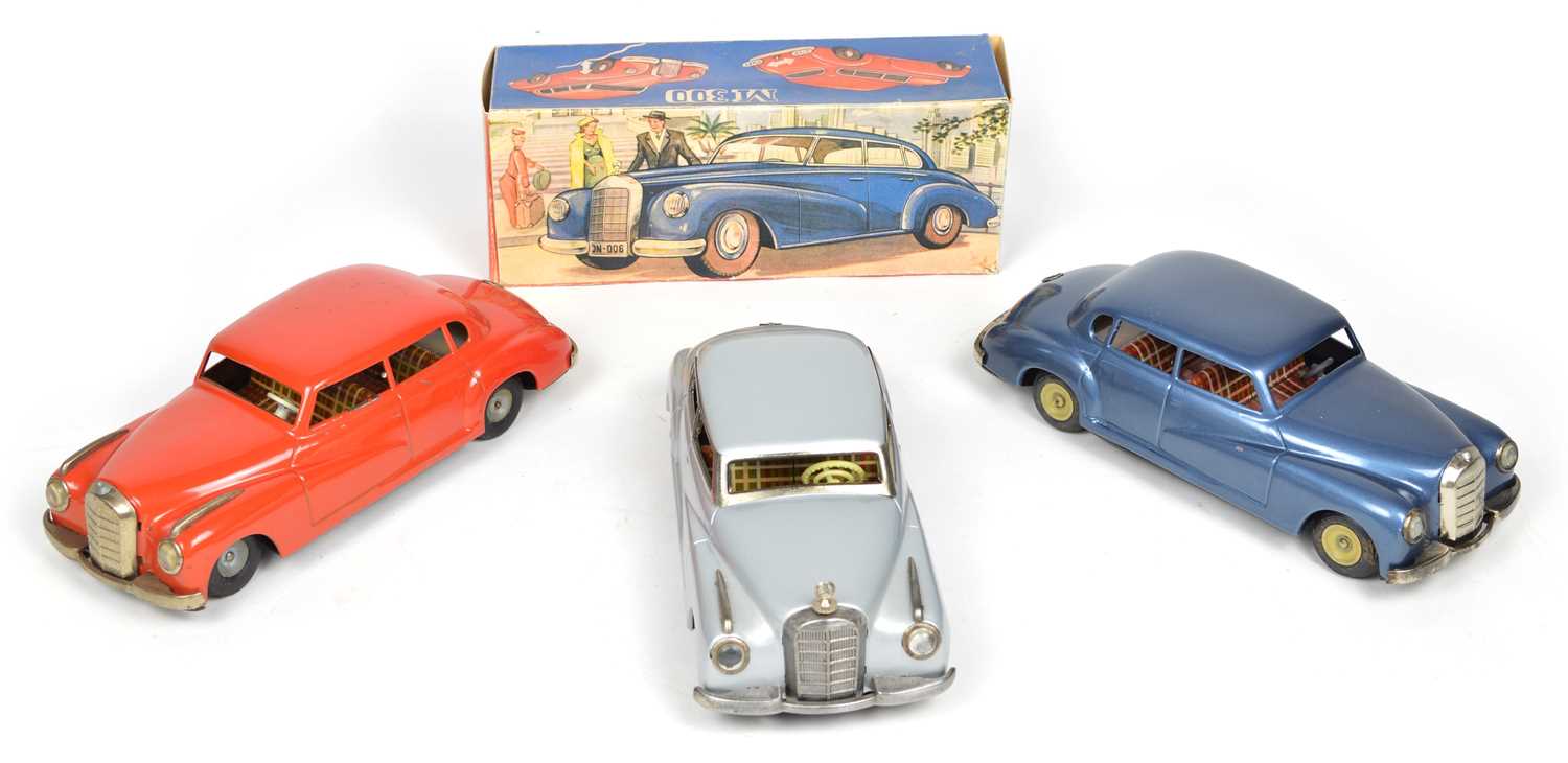 Lot 71 - Three JNF Mercedes Benz 300 tinplate cars made in West Germany