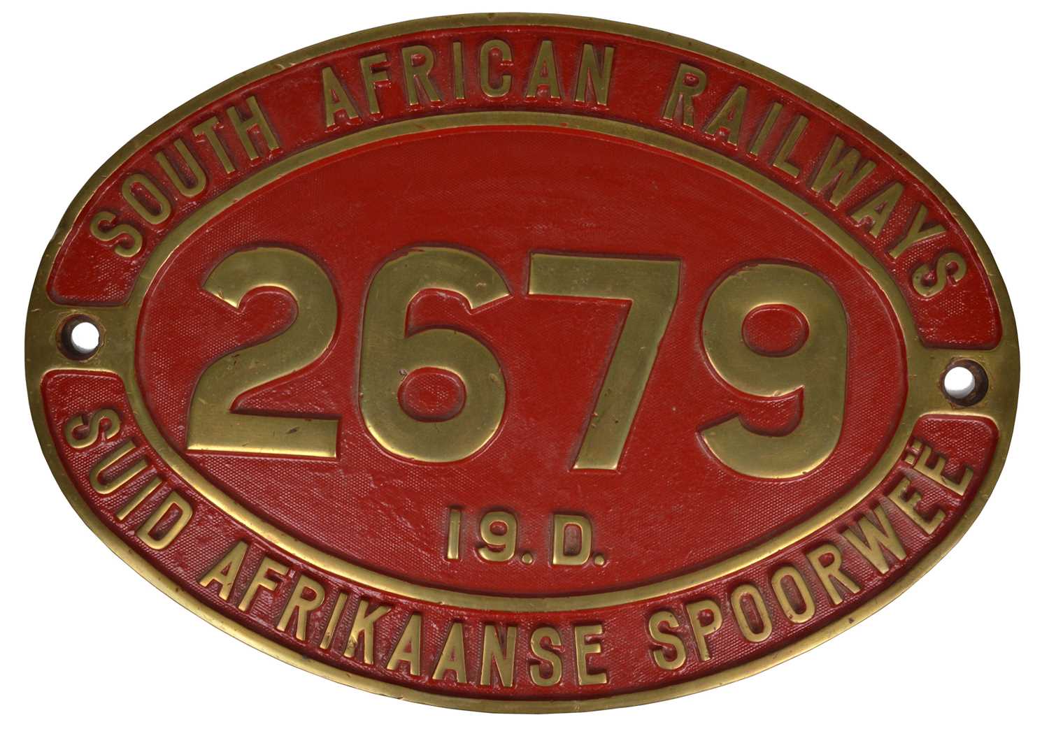 Lot 6 - South African Railways brass cabside numberplate