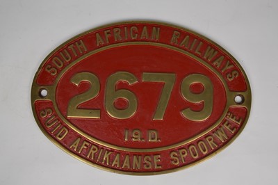 Lot 6 - South African Railways brass cabside numberplate
