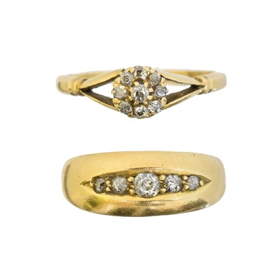 Lot 117 - Two 18ct gold diamond dress rings