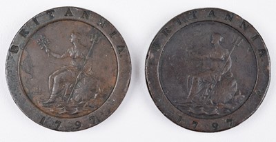 Lot 36 - King George III, Twopence, 1797, Soho Mint, Birmingham 'Cartwheel' coinage (2).