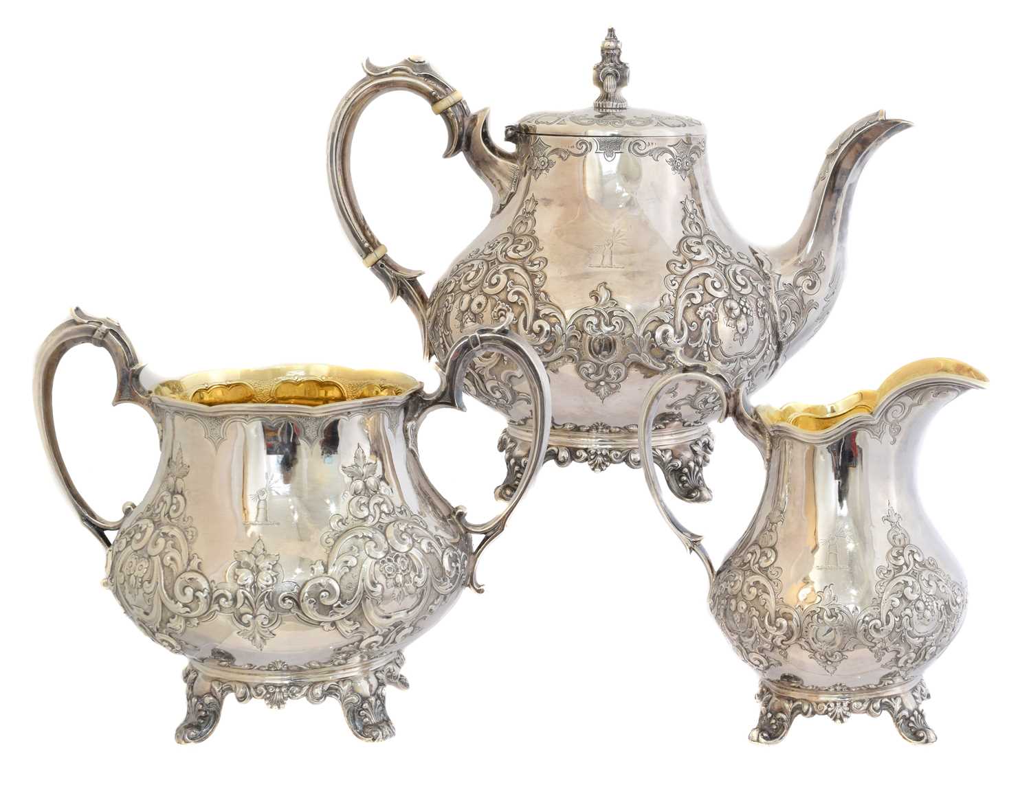 Lot 150 - A Victorian silver three-piece tea set