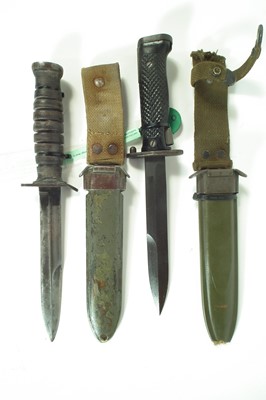 Lot 63 - US bayonet and fighting knife and scabbard