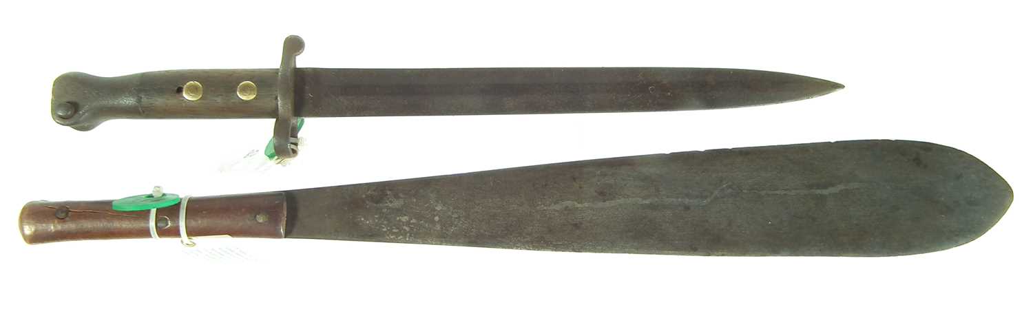 Lot 48 - Kenya Mau Mau Machete and a pattern 1888 bayonet
