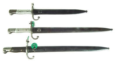 Lot 276 - Three Argentinian bayonets and scabbards