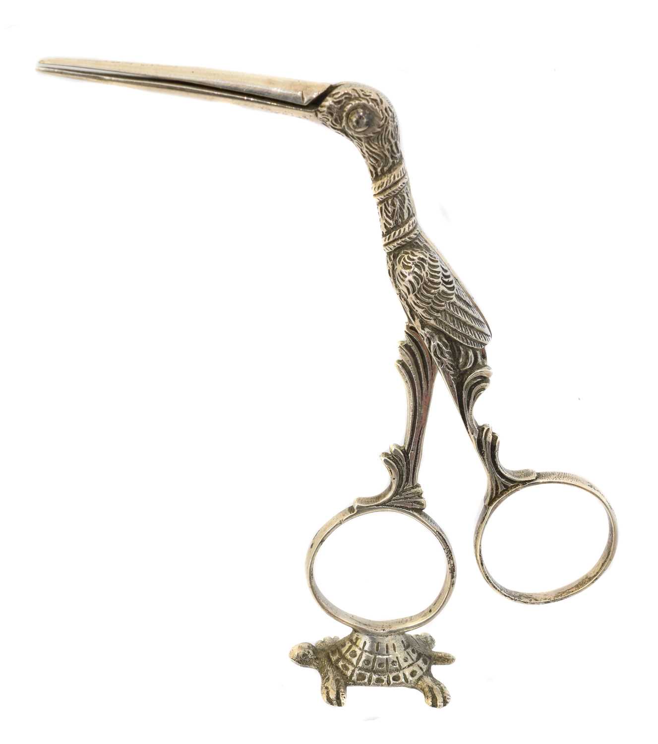 Lot 159 - A pair of early 20th century German Hanau silver embroidery scissors