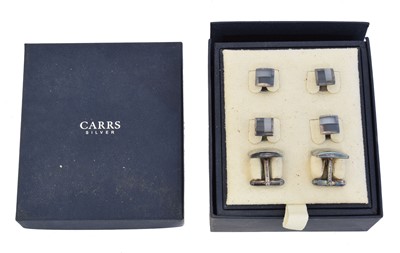 Lot 75 - A cased set of silver cufflinks and dress studs