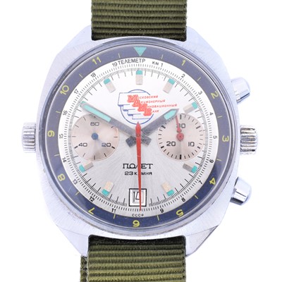 Lot 185 - A 1970s stainless steel Poljot chronograph wristwatch