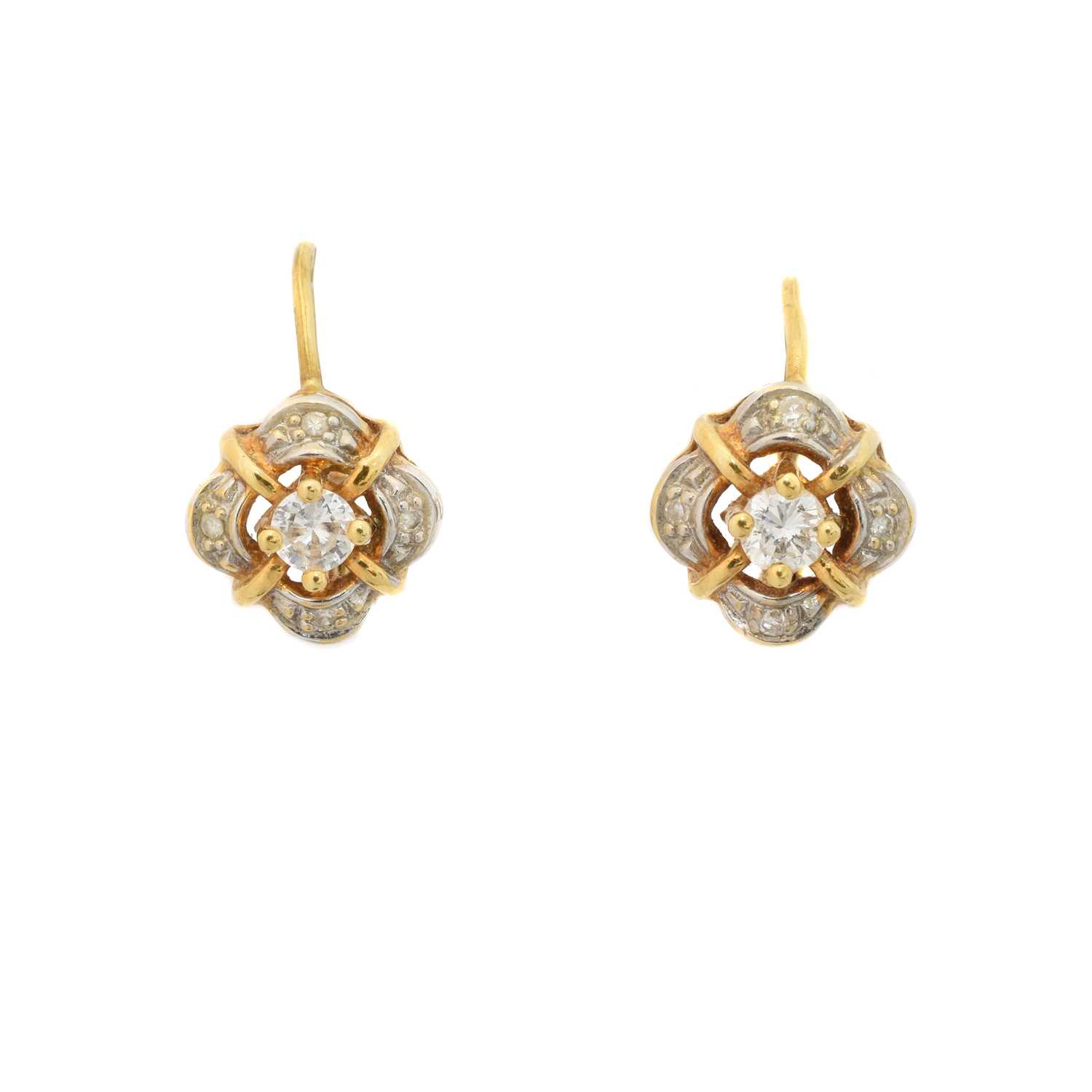 Lot 20 - A pair of 18ct gold diamond earrings