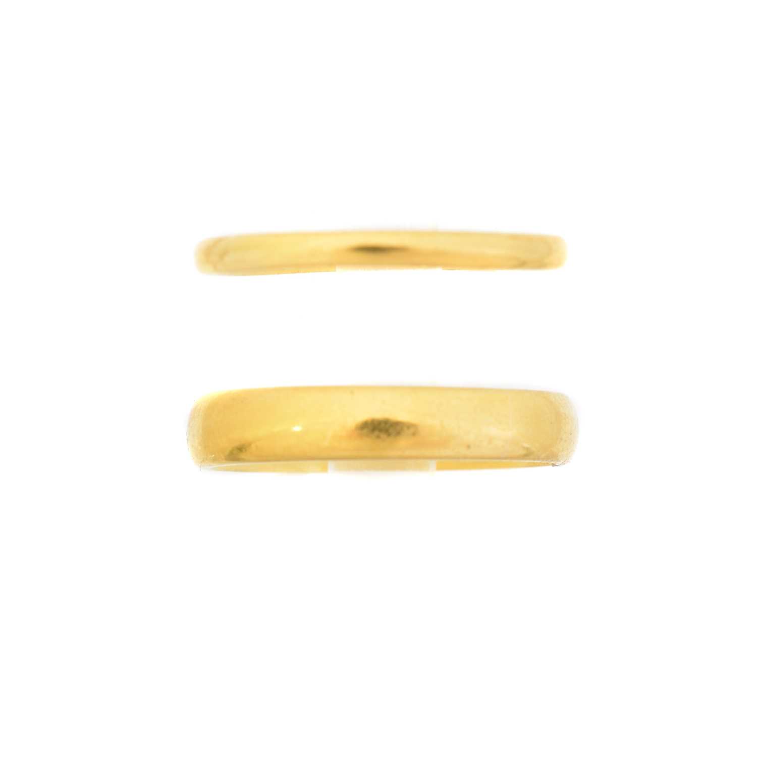 Lot 60 - Two 22ct gold band rings