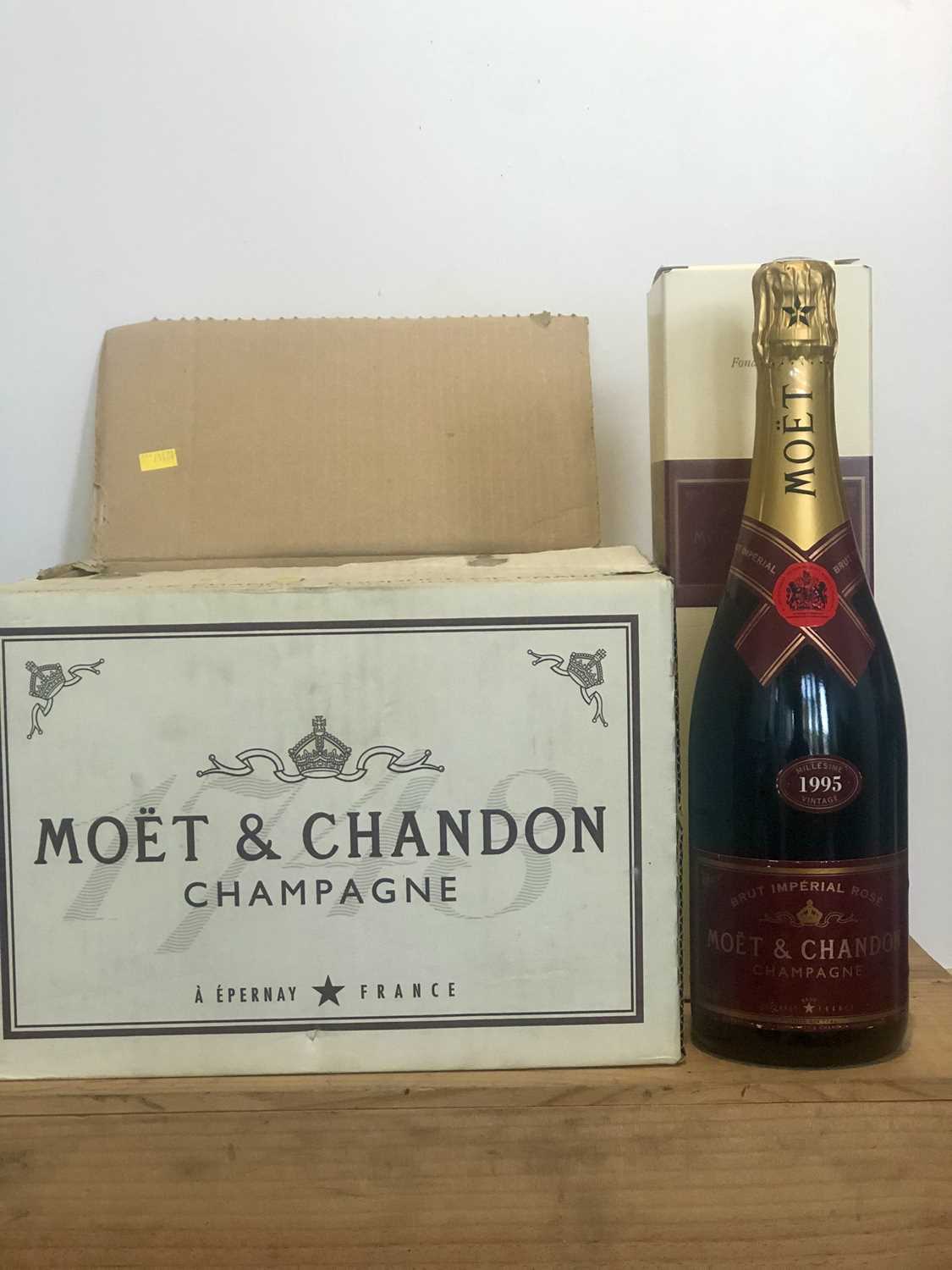 Lot 70 - 5 Bottles Champagne Moet et Chandon Rose Brut Imperial Vintage 1995