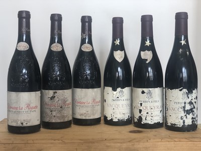 Lot 55 - 6 Bottles mixed Lot 2001 Chateauneuf du Pape and Vacqueyras