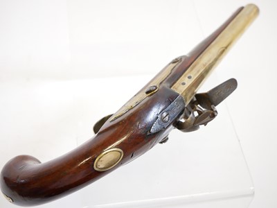 Lot 216 - Brass barrelled flintlock pistol by Bale.