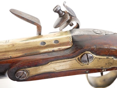 Lot 216 - Brass barrelled flintlock pistol by Bale.