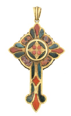 Lot 68 - A Victorian Scottish hardstone cross pendant