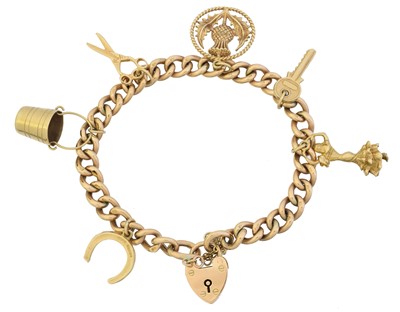 Lot 19 - A 9ct gold charm bracelet