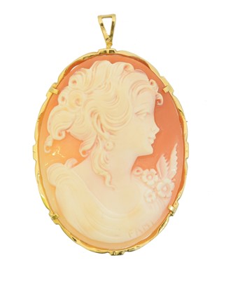 Lot 5 - An 18ct gold shell cameo brooch