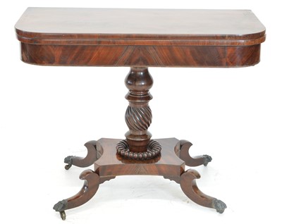 Lot 415 - William IV mahogany fold-over tea table