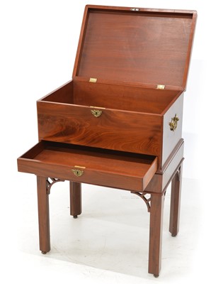 Lot 318 - Edwardian mahogany sewing box on stand