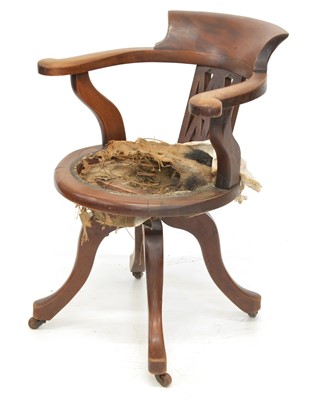 Lot 381 - Early 20th-century mahogany office chair